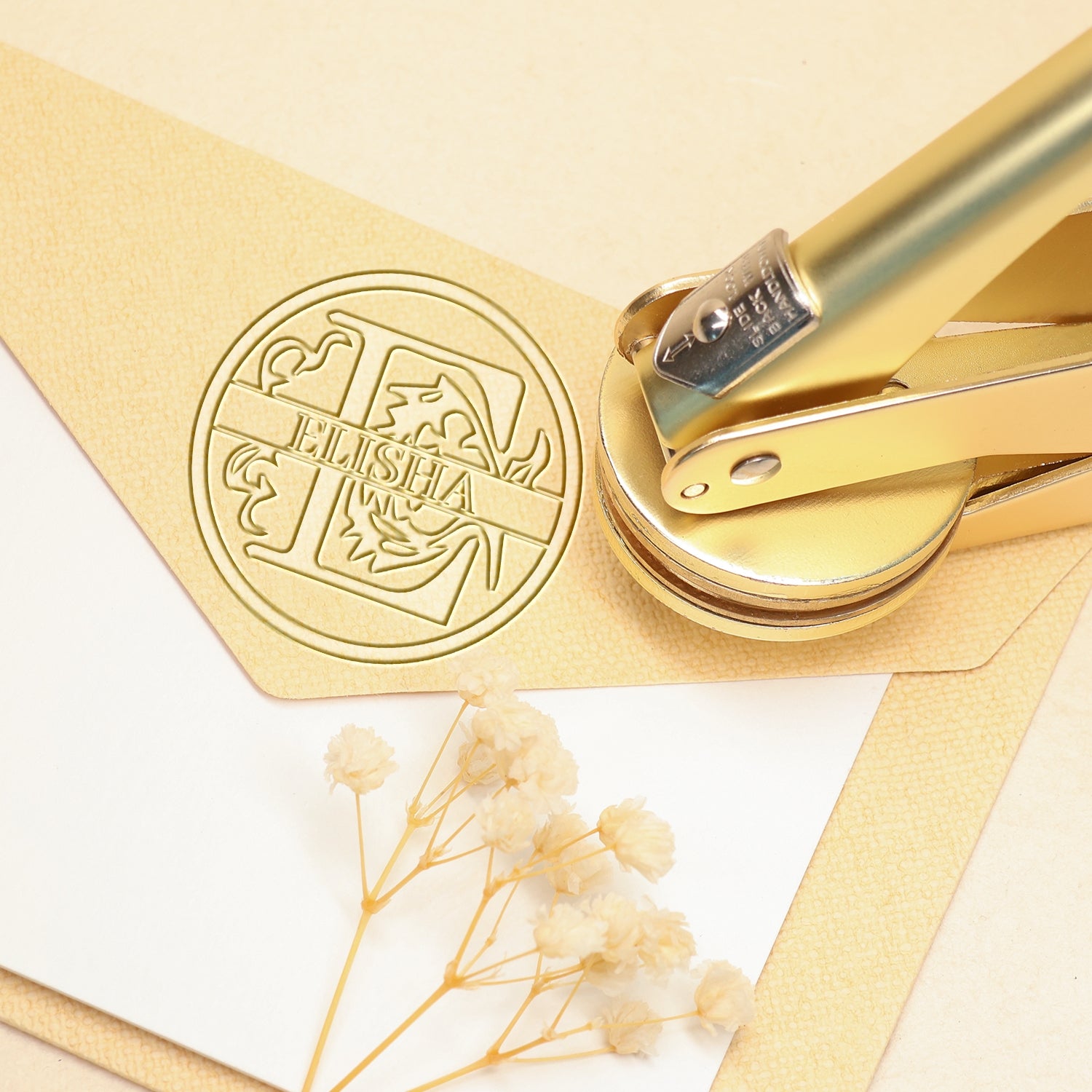 Chancela de Nome Floral Personalizado de 26 Letras - E E11