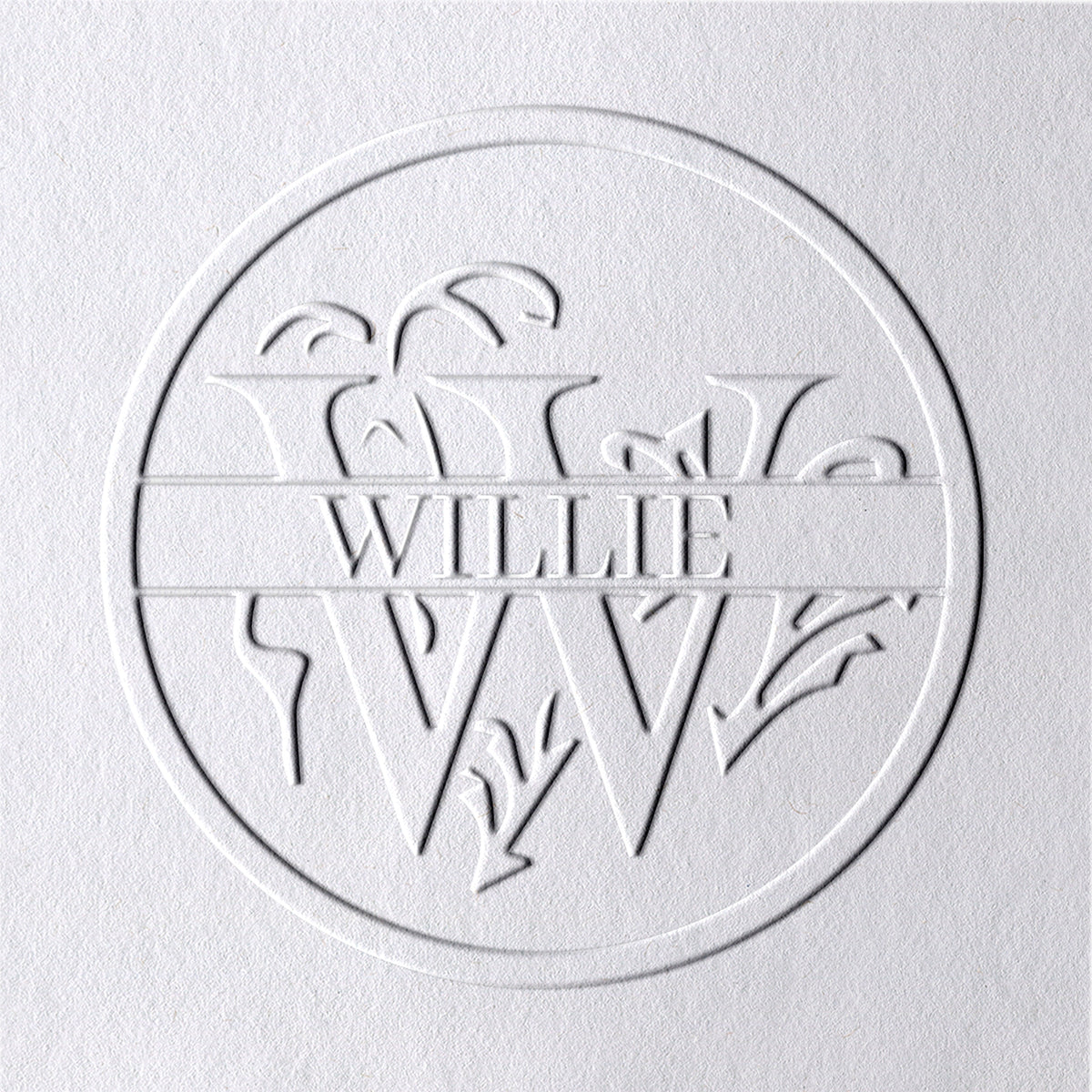 Sello en Seco de Nombre Floral Personalizado de 26 Letras - W W1