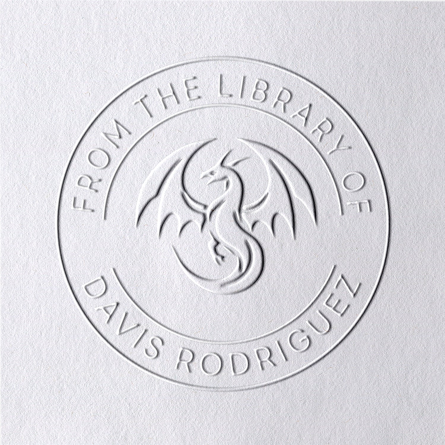 Sello en Seco de Libro Dragón Personalizado de la Biblioteca2