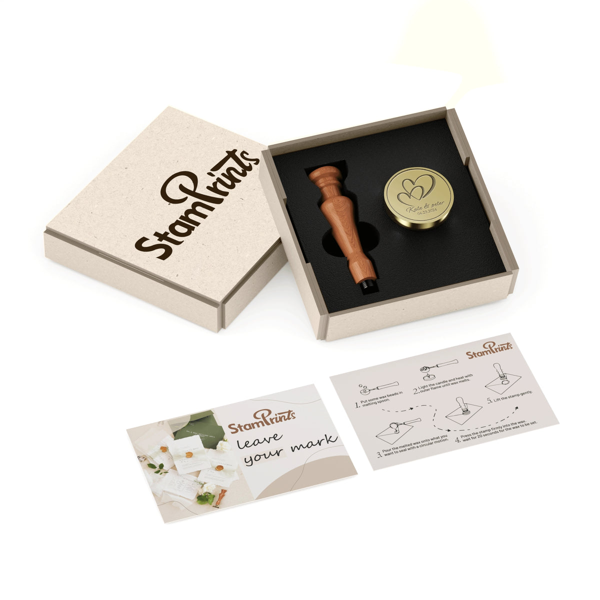 Tampon Encreur Sceau de Cire Personnalisé Stamprints Coffret Cadeau