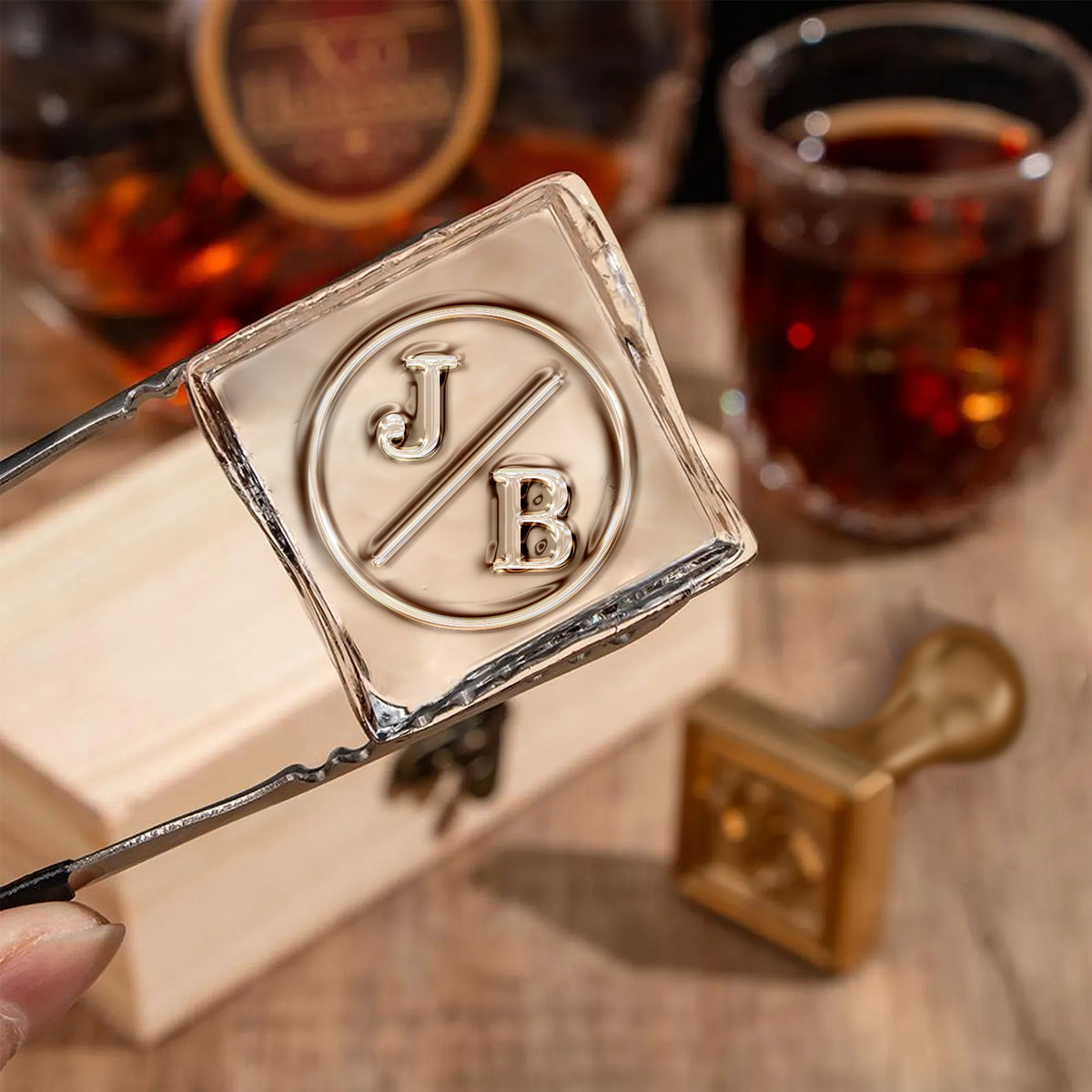 Schrägstrich Markierung Einzel Monogramm Messing Eis Stempel für Bartender & Planner1