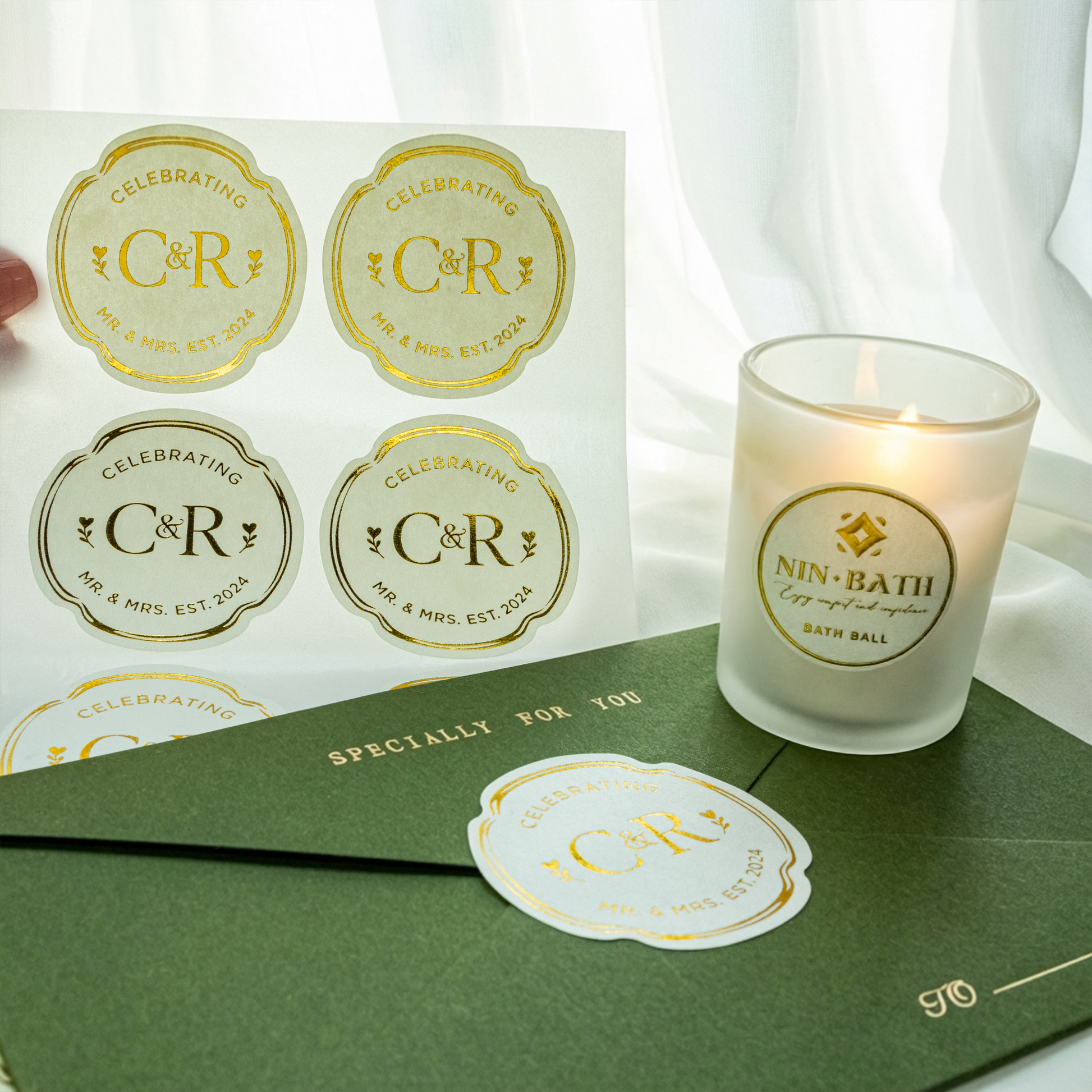 Personalisierte Gold Heißfolie Sticker 22