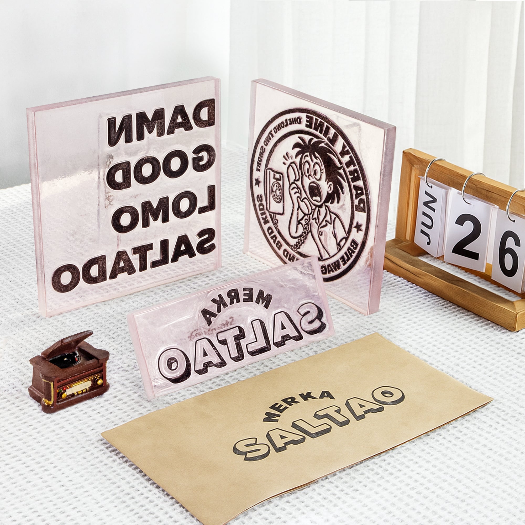 Sellos de caucho Acrílicos Personalizados de Tamaño Extra GRANDE múltiples