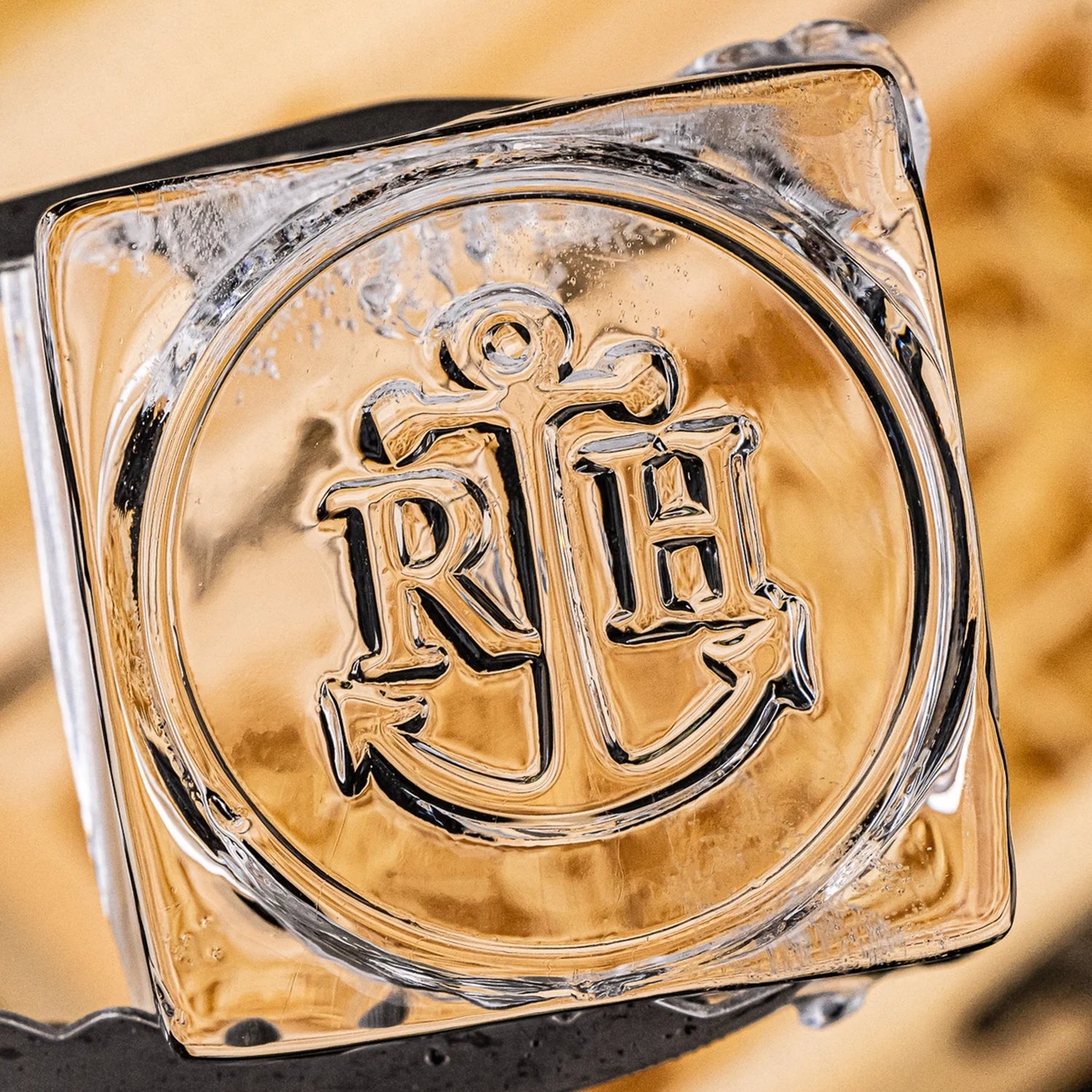 Square Laurel Double Monogram Brass Ice Stamp for Bartender & Planner1