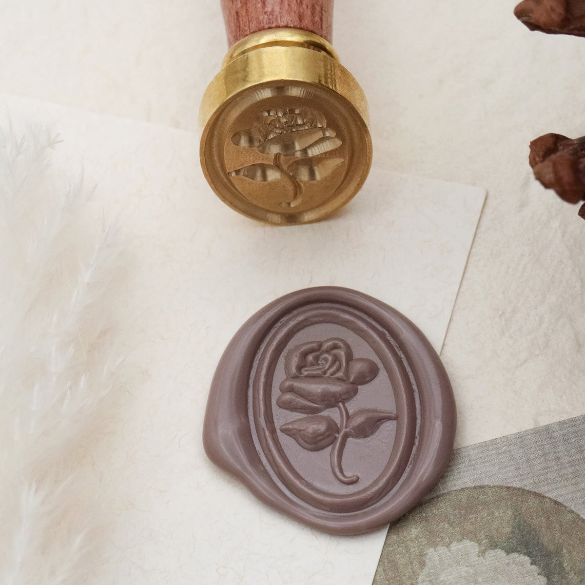 Stamprints 3D Reliefprägung Rose Siegelwachs Siegelstempel 1