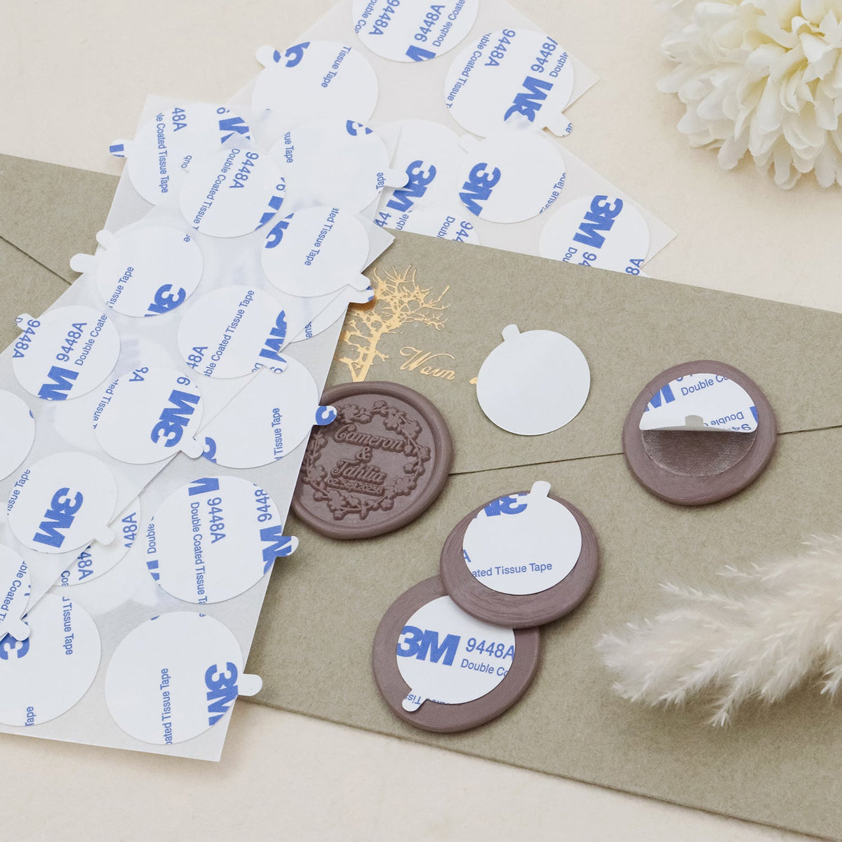 Stamprints Double Sided Adhesive Backings for Wax Seals 5