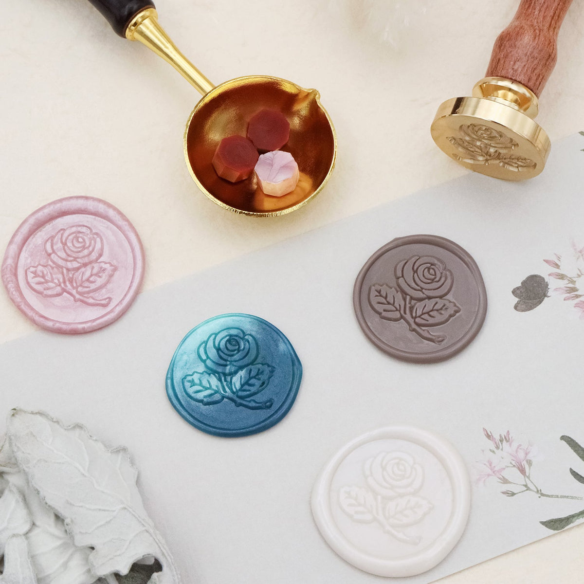 Stamprints Rose Siegelwachs Siegelstempel Stempel 3